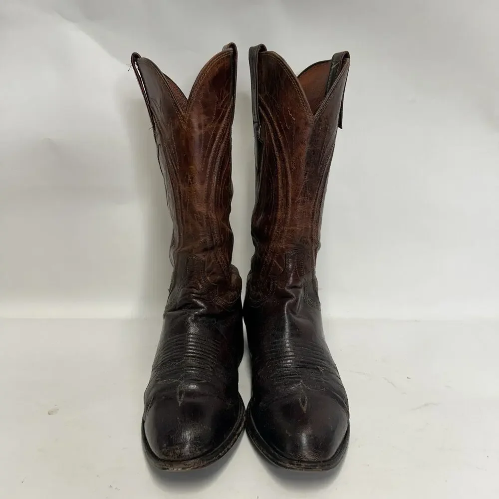 Vintage Lucchese Western Cowboy Boots Goat “Brown”
